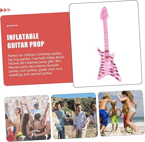 Miniatura 5 de BESTOYARD Globos de aluminio inflables Rock Instrumento Vintage PVC Niño Performance Props Blow Up Guitar