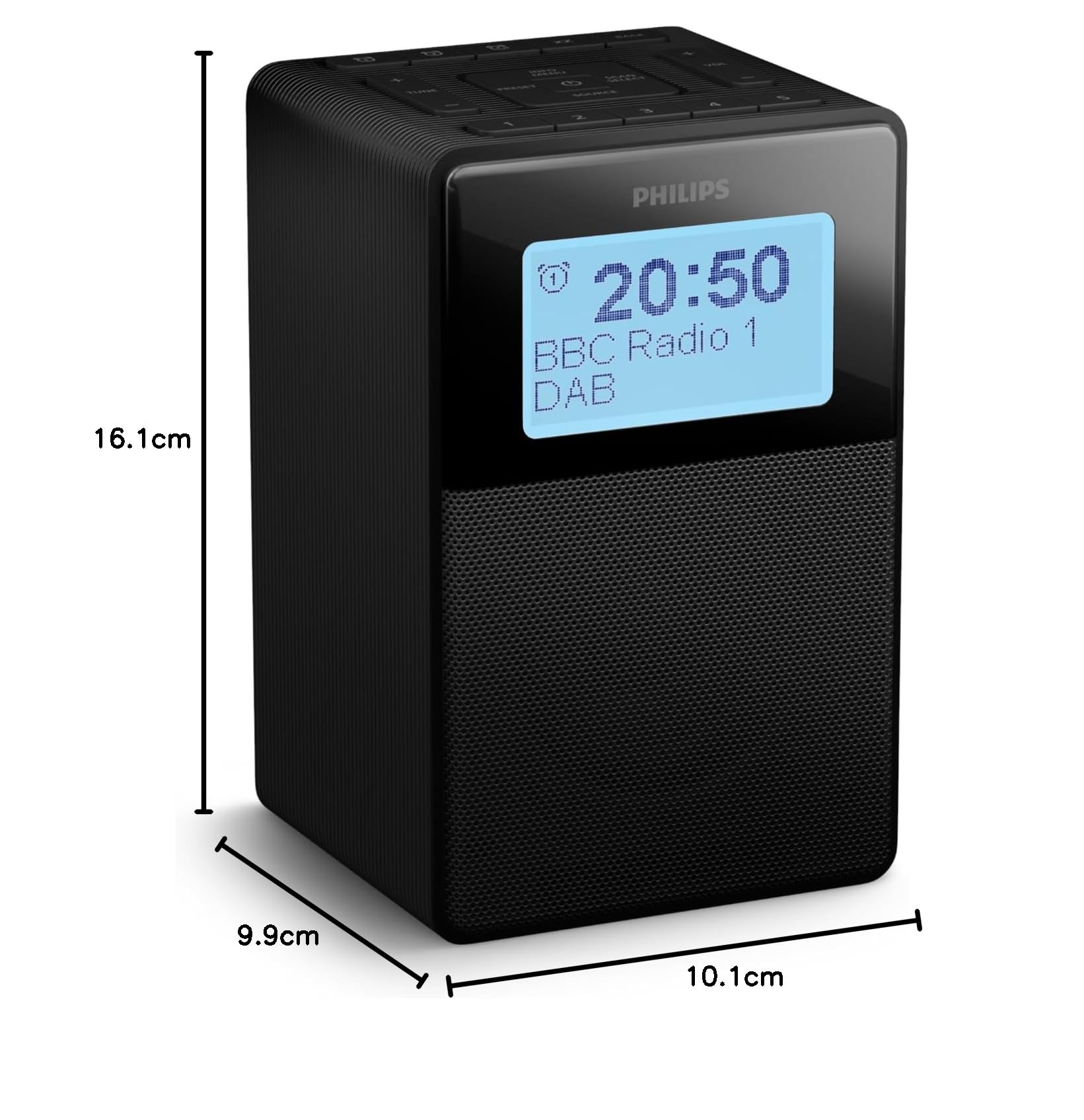 Philips TAR5100 Radio sveglia DAB FM a prova di schizzi con USB e Bluetooth, realizzata in materiale PCR sostenibile
