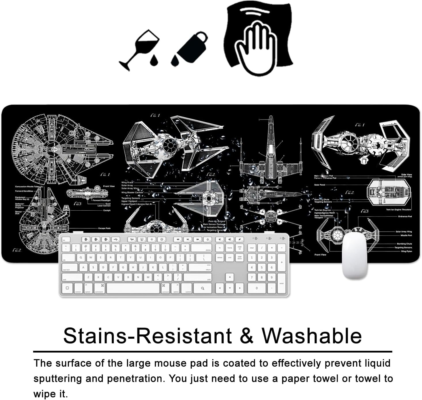 Black Gaming Mouse Pad Large Mouse Pad XL Desk Mat 31.5x11.8x0.12 inch Large Desk Pad Design Keyboard Pad (Design -6) 4 71S8vR4jfRL. AC SL1500