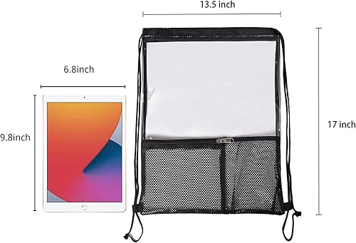 Miniatura 4 de MAY TREE Bolsa transparente con cordón para mujeres y hombres, mochila transparente con cordón para conciertos, deportes, festivales, viajes,