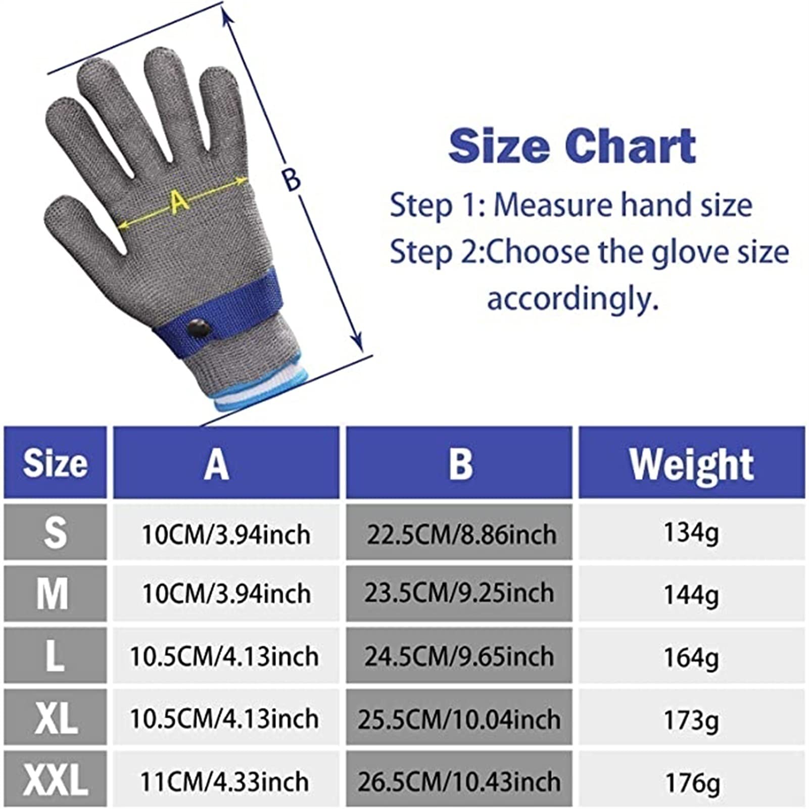 WXYZ Guantes Resistentes al Corte de Acero Inoxidable de Metal, Guantes de Trabajo de Seguridad de protección de Grado 5, Cocina de Carnicero, ostras (Size : 6pcs/XL)