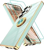 Vista 188 de Gritup Funda para Samsung Galaxy A14 5G: Funda para Samsung A14 2 piezas, protector de pantalla, soporte de anillo de rotación de 360°, soporte