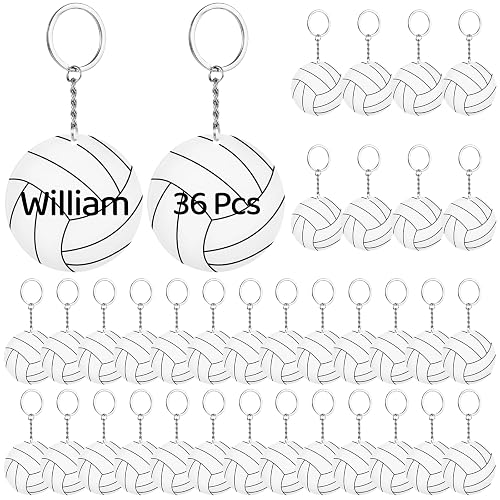36 Pcs Volleyball Keychain Bulks, Double Sided Acrylic Keychains, Cute