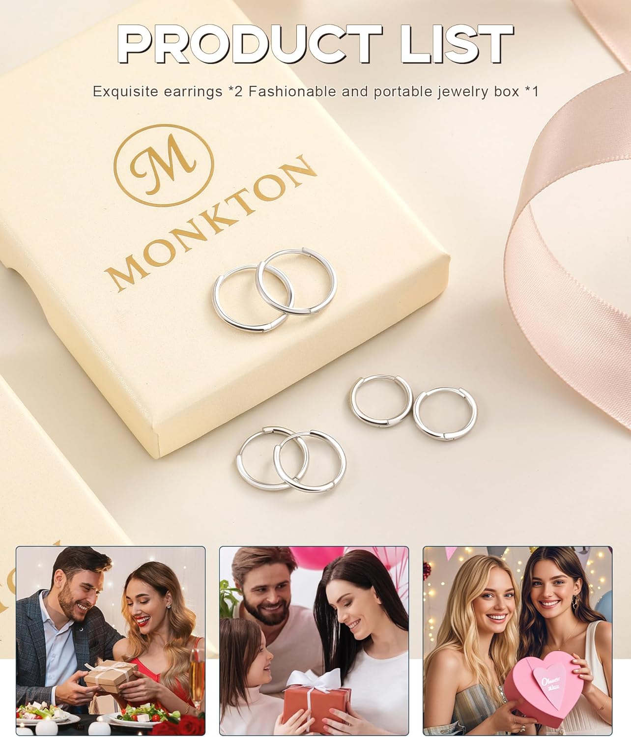 Monkton Huggie Earrings S925 Sterling Silver Minimalist Hoop Earrings - 14mm/16mm/18mm Chic Lightweight Hypoallergenic Women's Jewelry - Image 6