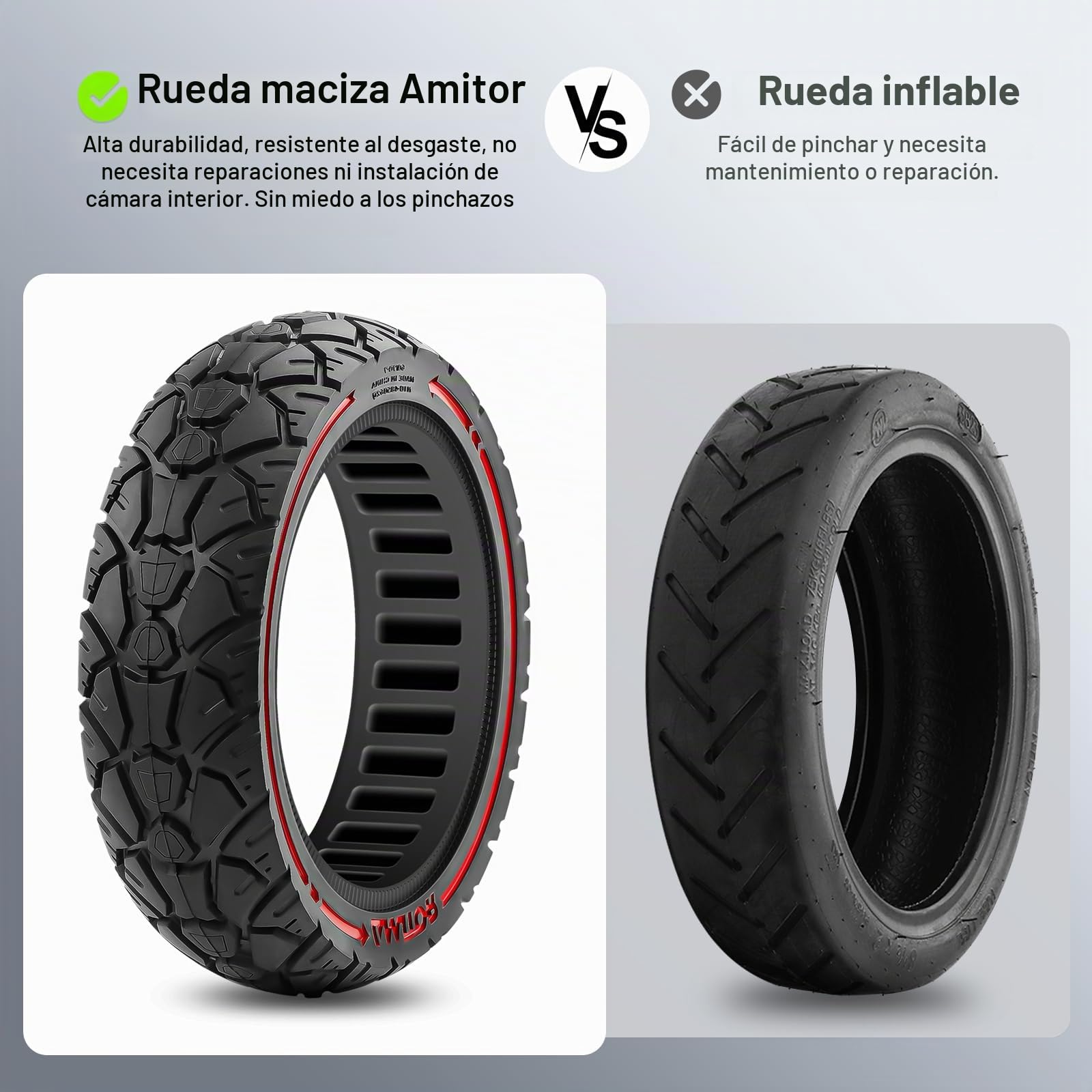 Ruedas Macizas para Xiaomi 4 Pro Patinete, Rueda Antipinchazos Patinete 60/70-7.0, Rueda Maciza 10 Pulgadas Antidesgaste, Neumáticos Macizo de Repuesto Patinete (Ranura 48.5), 1PCS