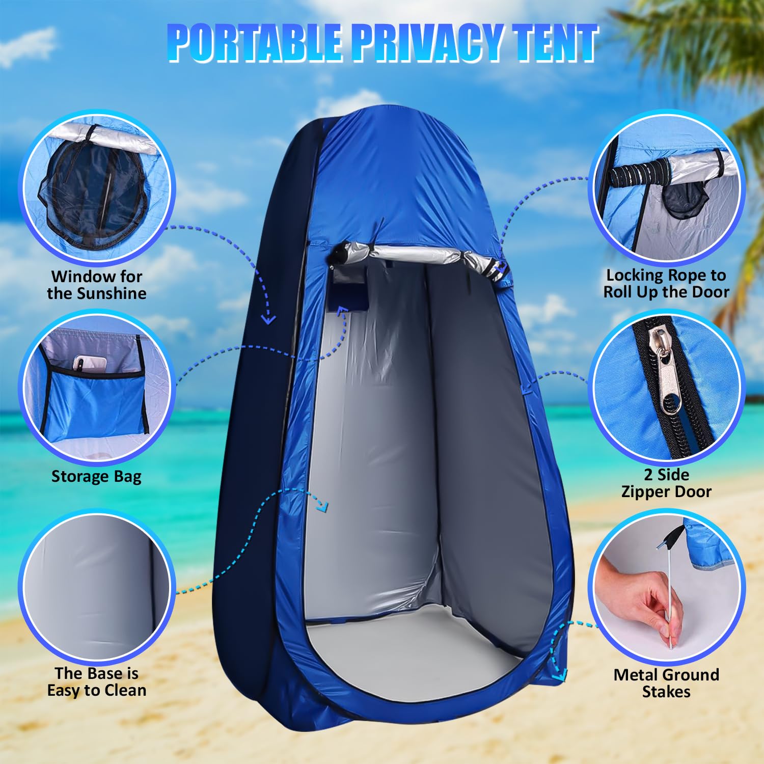 Tenda Spogliatoio Da Campeggio Riggoo - Tenda Per WC Pop Up, Portatile, Per Campeggio, Privacy Tenda Wc - Foto 7