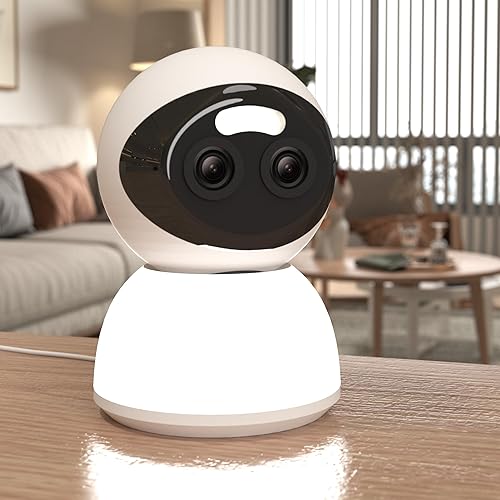Miniatura 1 de Cámara de seguridad de doble lente con zoom 10X, monitor de bebé, cámara de seguridad para perros con luz automática, panorámica de luz automática