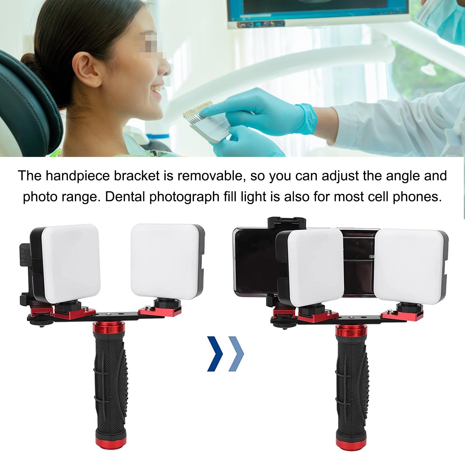 Zestaw do fotografii stomatologicznej z lampą błyskową Profesjonalna latarka do aparatu i wideo do aparatu ustnego Narzędzie do fotografii zębów do stomatologii (3000-6000 K)