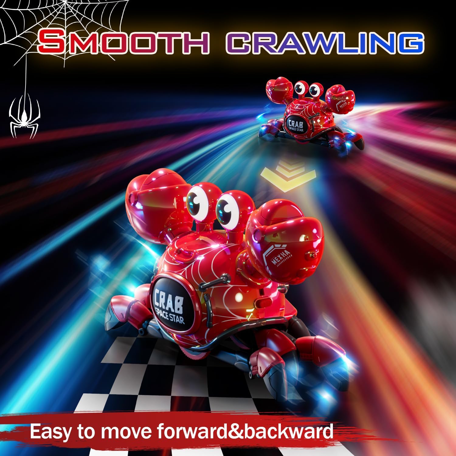 Remote Control Robot Crab Toy, Rechargeable With LED Lights And Music, Fast Crawling 360-Degree Stunt Rotation, 2.4GHz RC Robot Toys, 3 4 5 6 7 8 9 10 Birthday Gifts For Boys And Girls (Red)