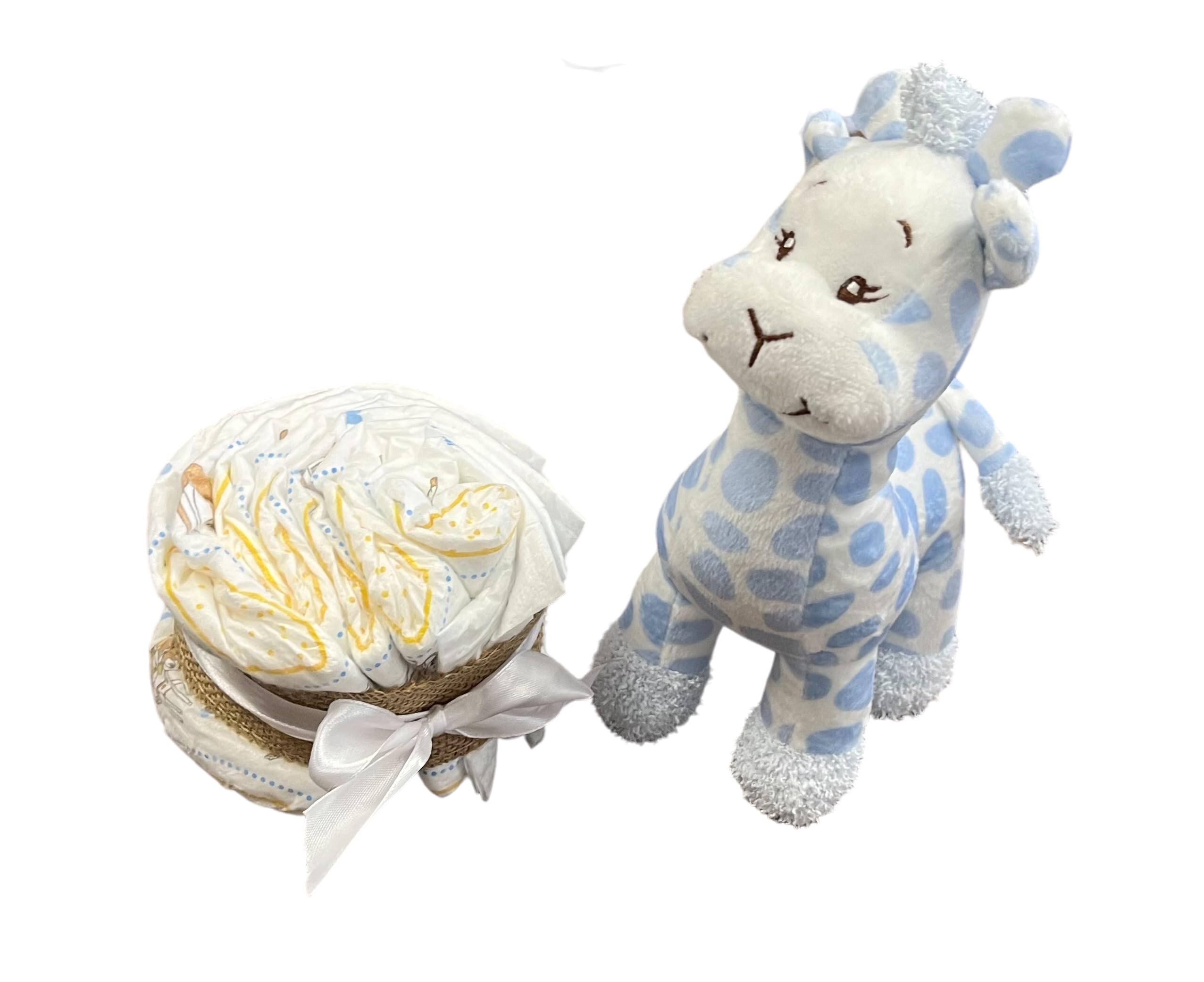 Danielstore Velvet Cesta para Regalo Recién Nacido, Canastilla Bebé Personalizada, Manta y Dou Dou Osito Bordada, Incluye Set de Primera Puesta y Pastel de Pañales (Deluxe 2 Beige)