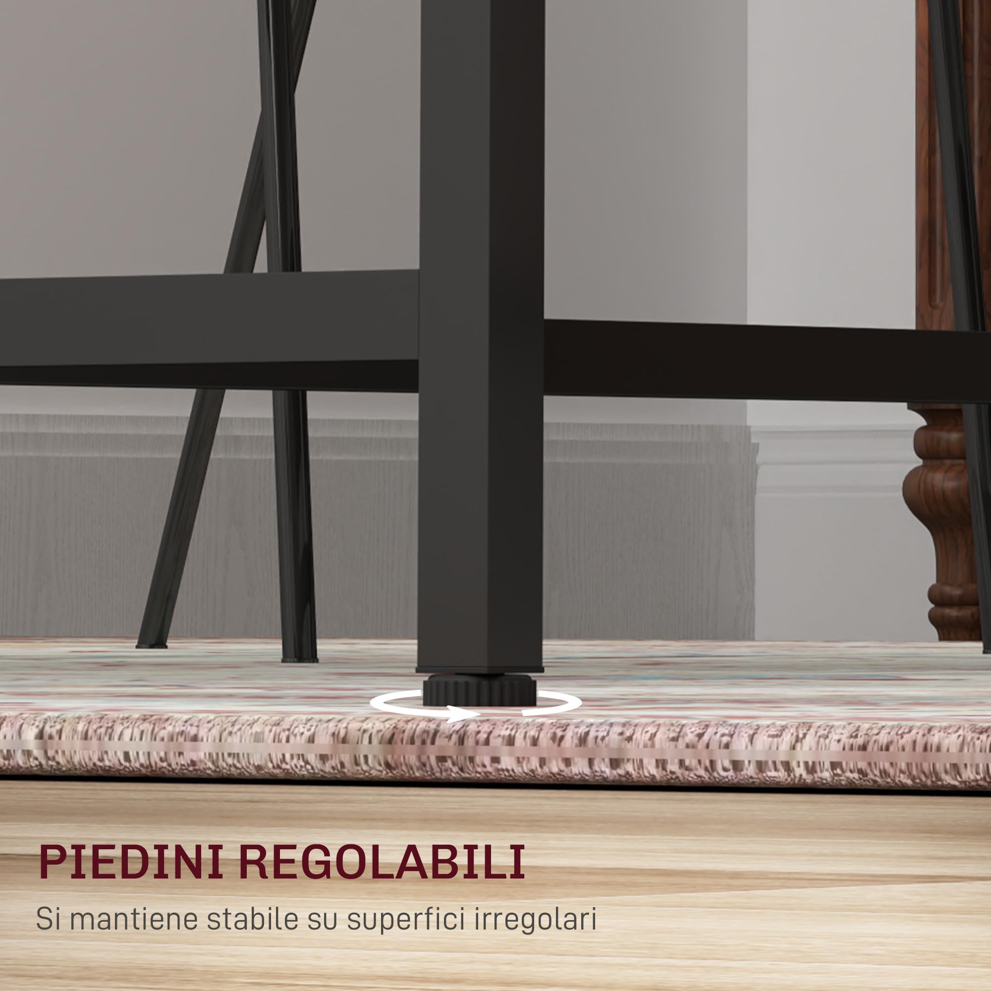 HOMCOM Tavolo da Pranzo Rettangolare per 6 Persone, Tavolo da Cucina in Stile Industriale con Piedini Regolabili in Legno e Acciaio, per Sala da Pranzo, Soggiorno e Studio, 150x80x75 cm, Marrone