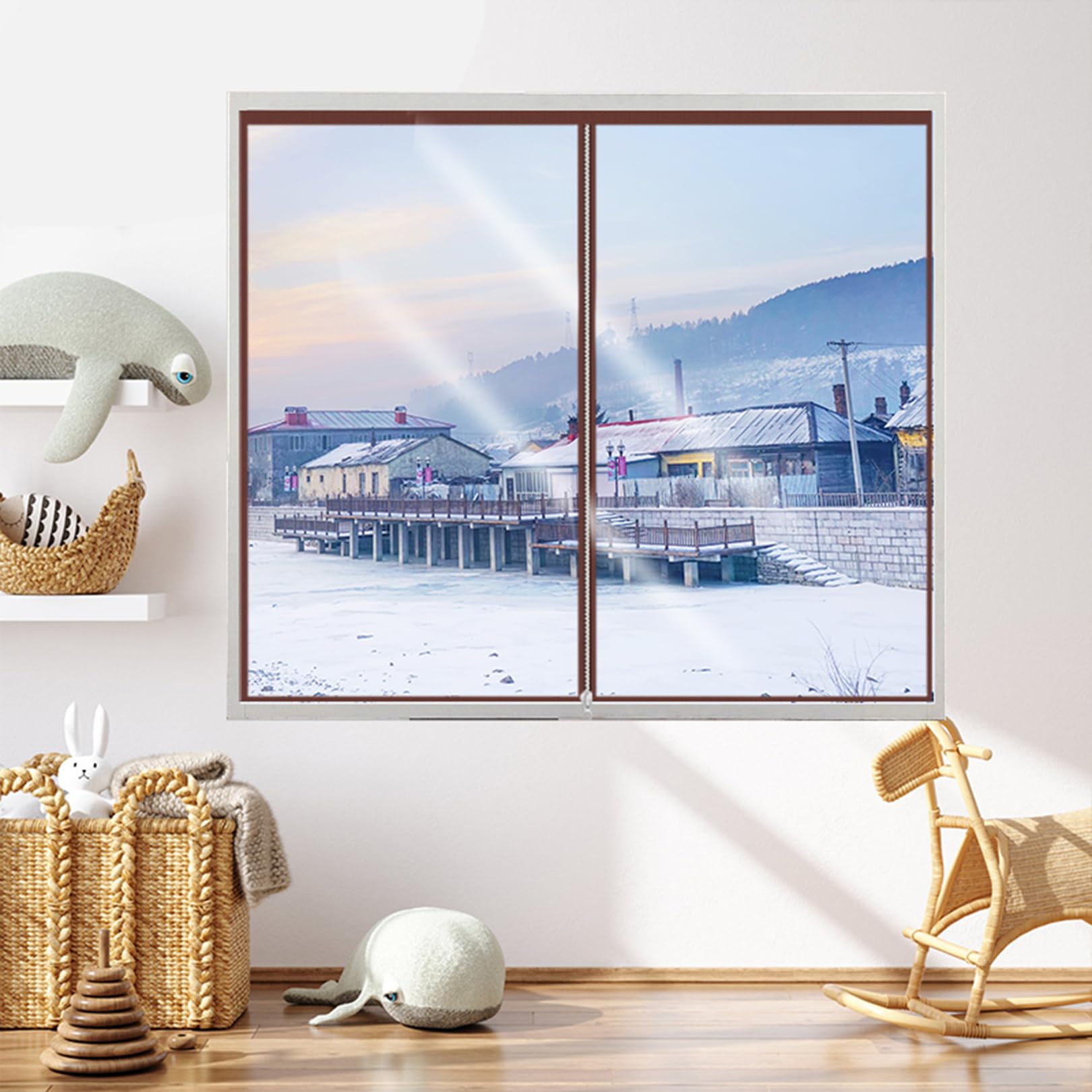 Retro-Bilderrahmen, Innenfolie, transparent, hält Kälte draußen, Sturm, warm im Winter und kühl Sommer, Zugluftstopper, staubdicht(105x240cm)