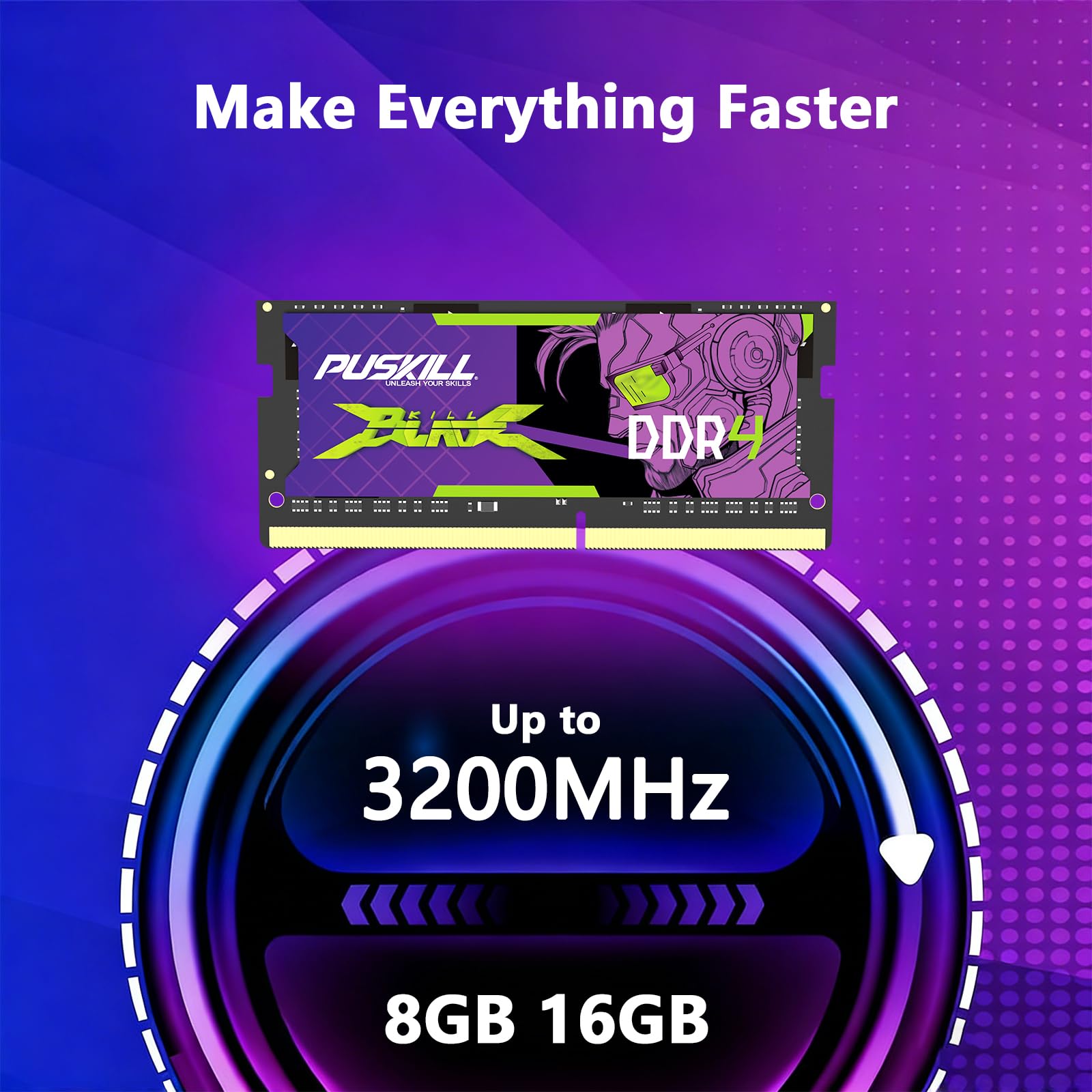 PUSKILL DDR4 Laptop RAM 16GB 3200MHz (PC4-25600) 260-Pin SODIMM