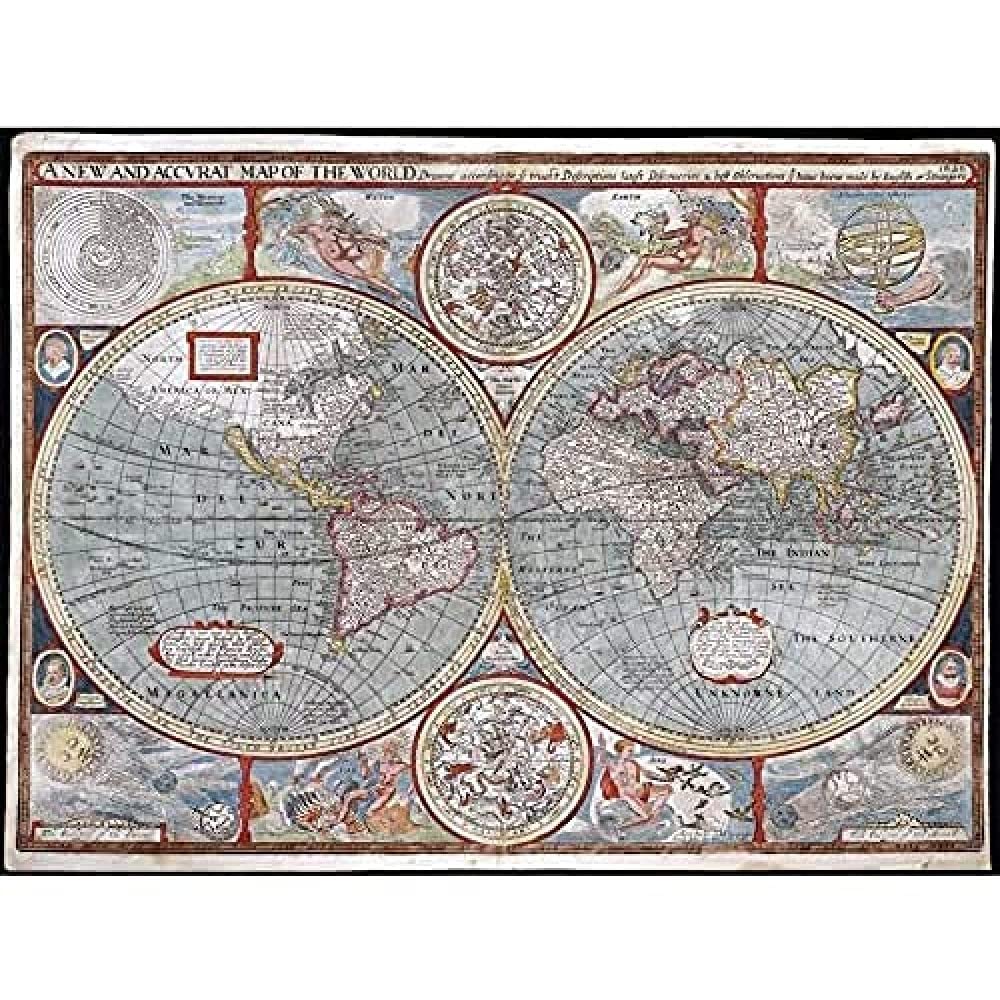 Speed 1626 Pictorial Map World Hemispheres Unframed Wall Art Print Poster Home Decor Premium