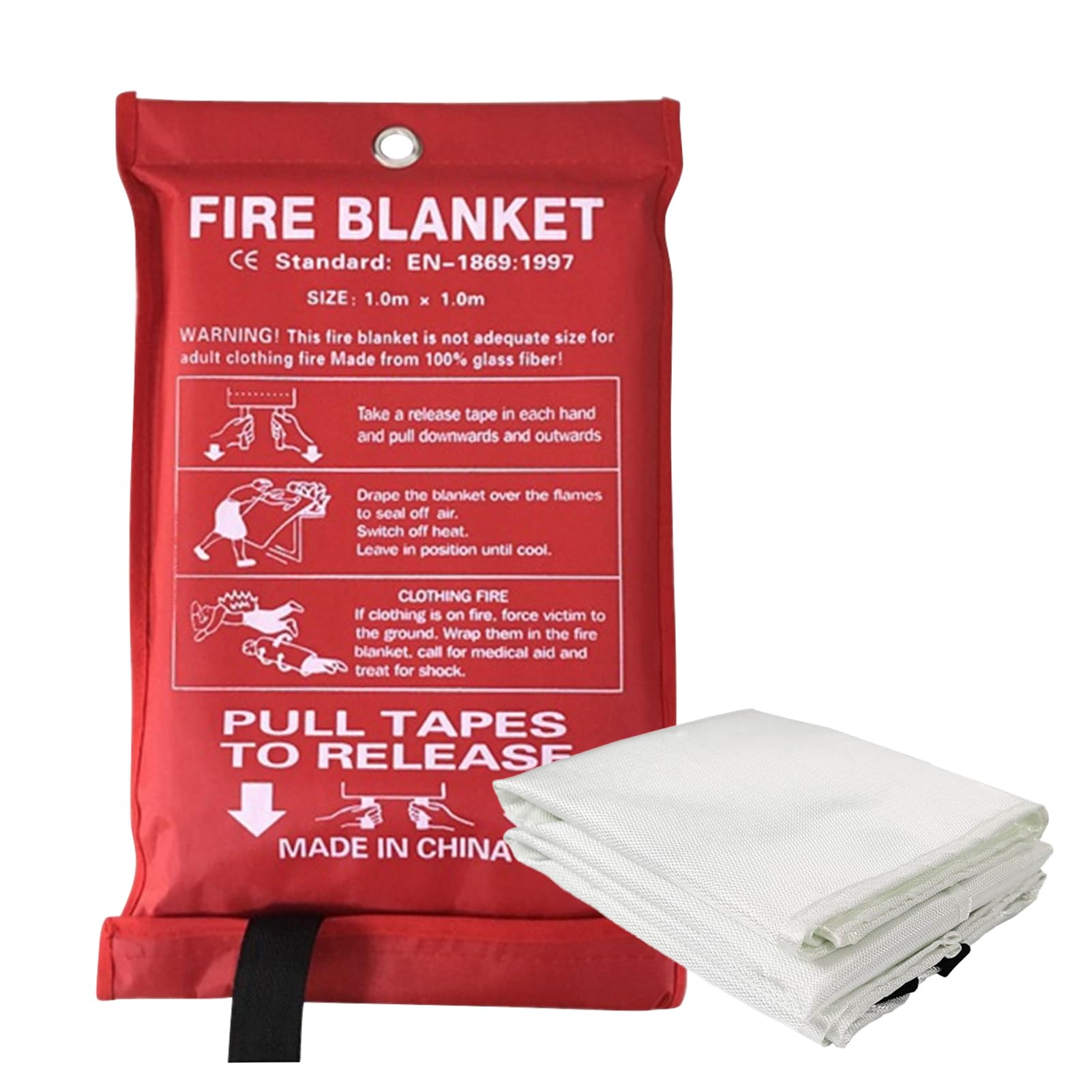 FLEXMAN Mantas Ignífugas de Emergencia para el Hogar y la Cocina, 39 X 39 Pulgadas Mantas Ignífugas de Fibra de Vidrio para Seguridad en el Hogar (Paquete de 4)