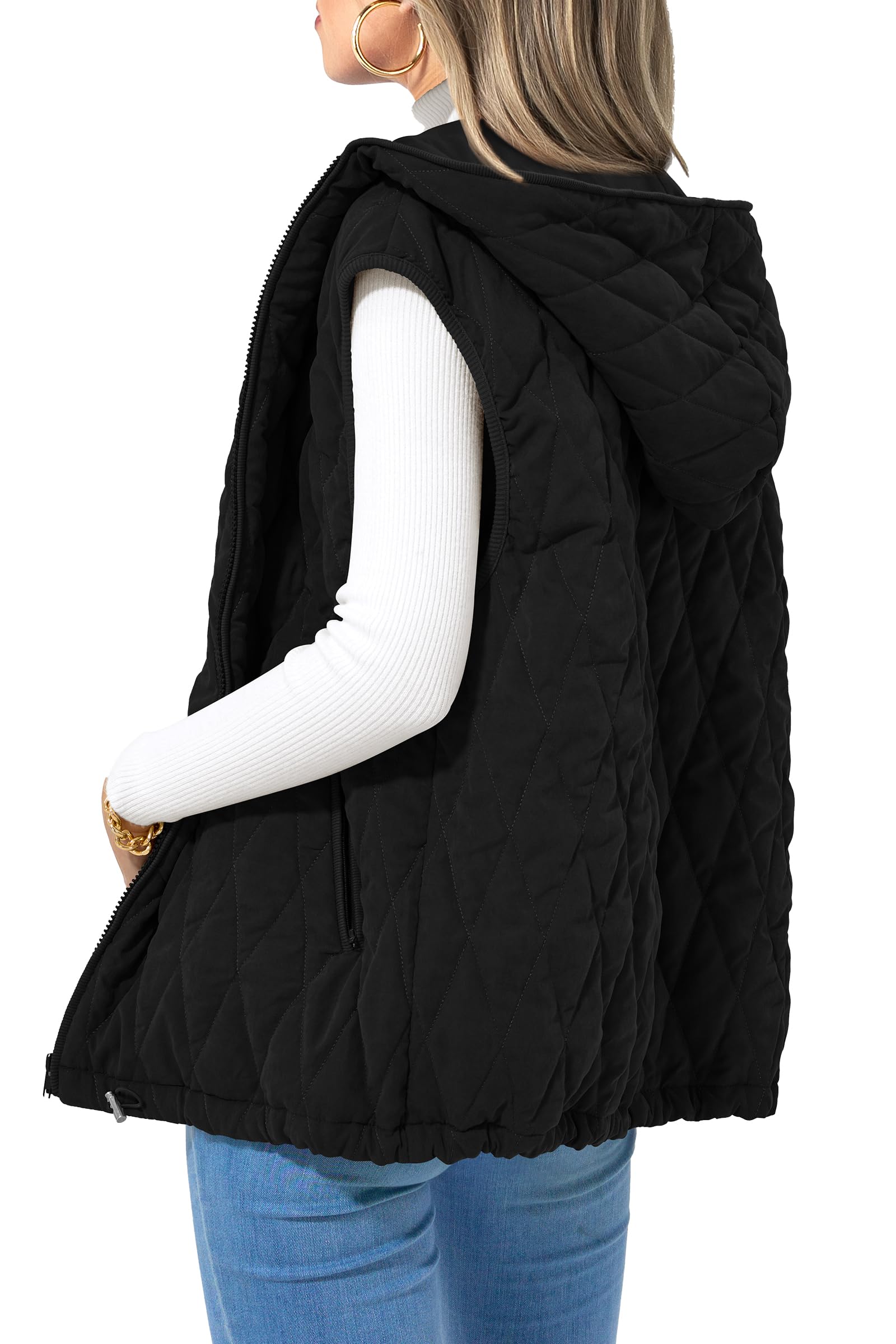 prettygarden women's fall quilted vest casual sleeveless hooded zip up jacket winter coat outerwear