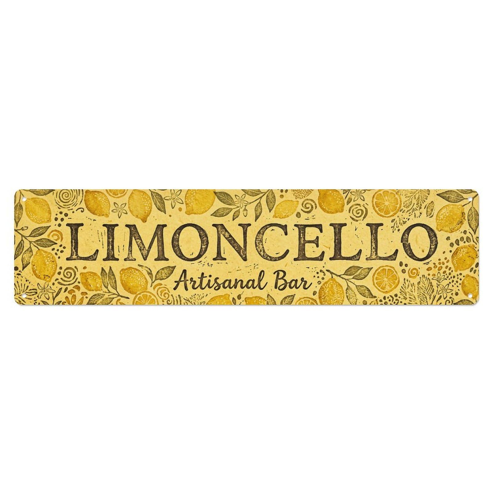 Vintage Limoncello Artisanal Lemon Bar Metal Tin Sign Plaque Wall Decor for Cafe, Club, Garden Metal Poster 4x16Inch