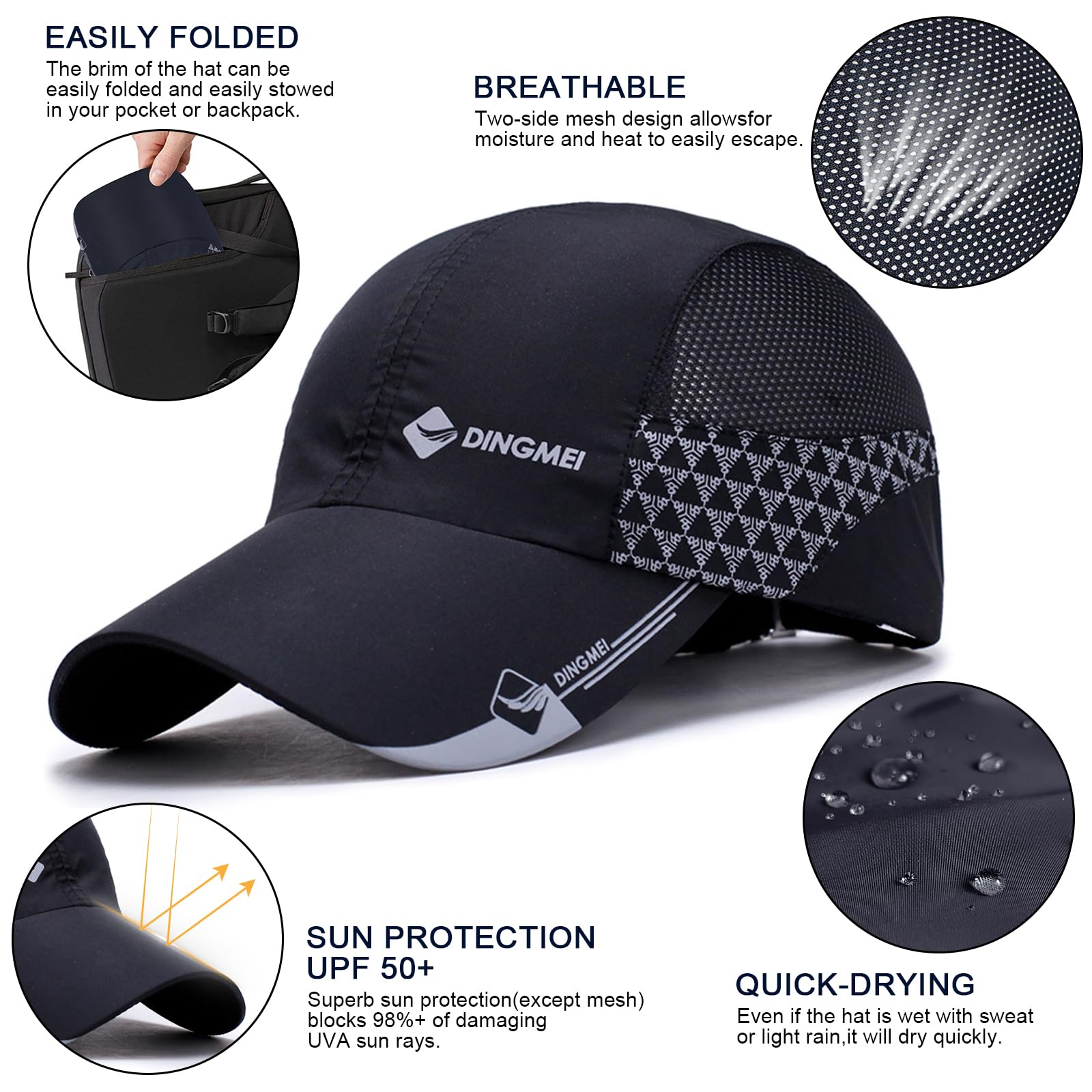 TAGVO Men's Baseball Cap, Pack of 2 Lightweight Quick Dry Sports Mesh Baseball Cap, Summer Hat with Anti UV Protection Outdoor Sun Hat — view 2