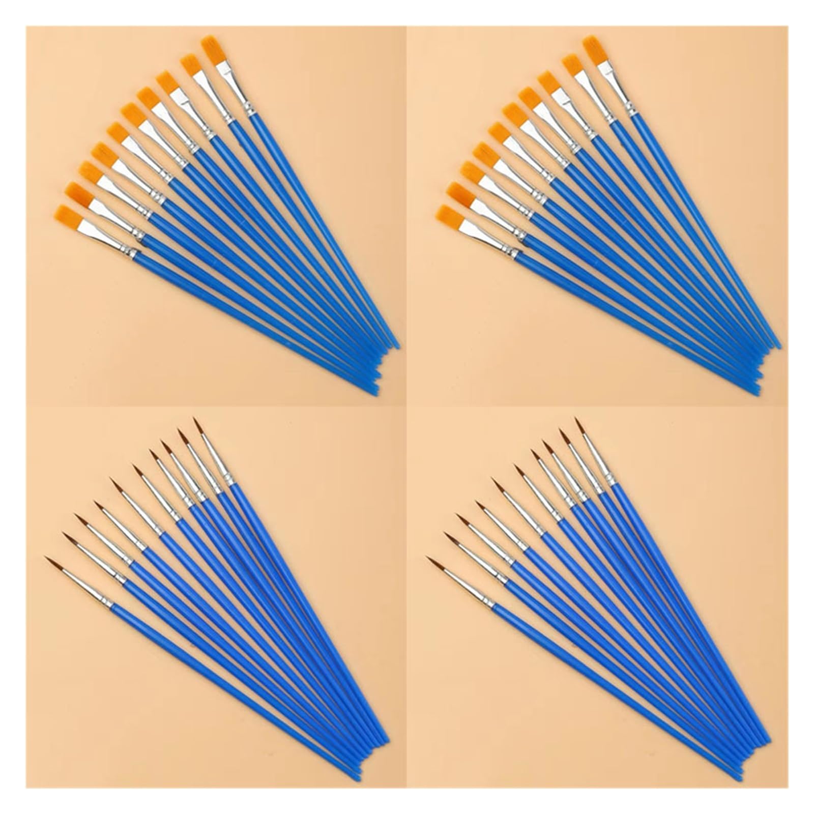 10/20/40PCS Paint Brushes Set Acrylic With Flat Round Pointed Craft Watercolor Oil Painting Supplies(40pcs-mix)