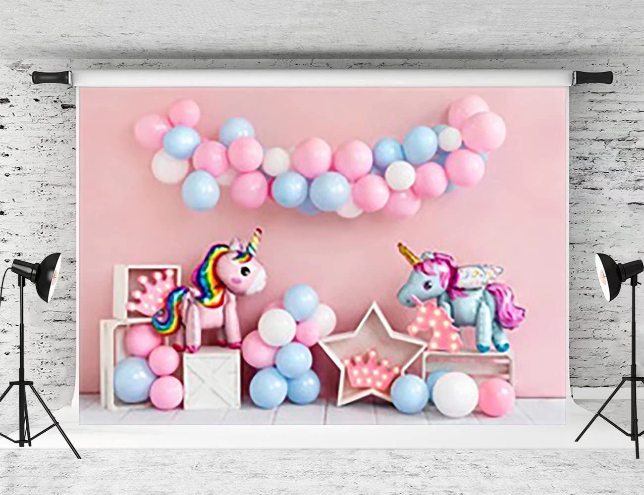 Kate 7x5ft Unicorn Pink Backdrop for Girls Birthday Party Balloons Decoration Background Photo Studio Props