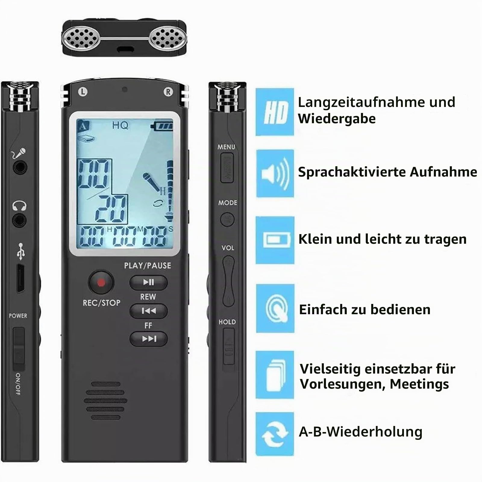 BODYA 8 GB Ghost Hunting EVP Voice Recorder Paranormale Ausrüstung Spirit Digital Voice Box mit Kopfhörer und Mikrofon