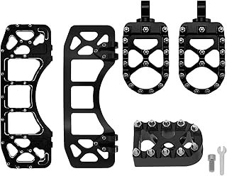 HDBUBALUS CNC Wide Foot Pegs Shifter Peg Set Chopper Bobber Front Driver Floorboards Rear Passenger Footpegs Shift Peg Kit Fit for Harley Touring Road Glide Softail FLST Dyna FLD