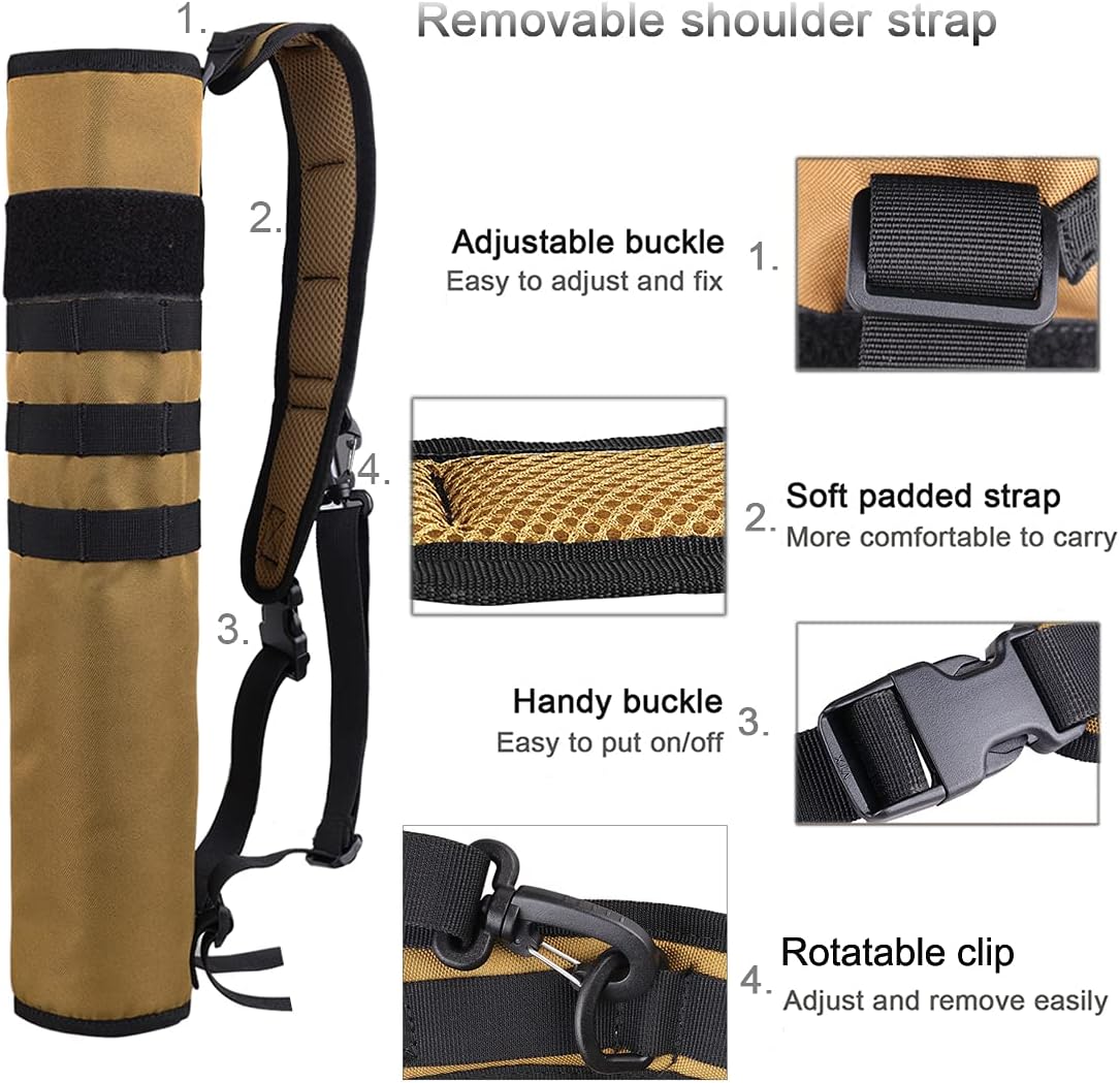 KRATARC Archery Lightweight Back Arrow Quiver Foldable Compact Hip Arrows Bag with Molle System Hanged for Target Shooting (Brown- Diameter 4'') : Sports & Outdoors