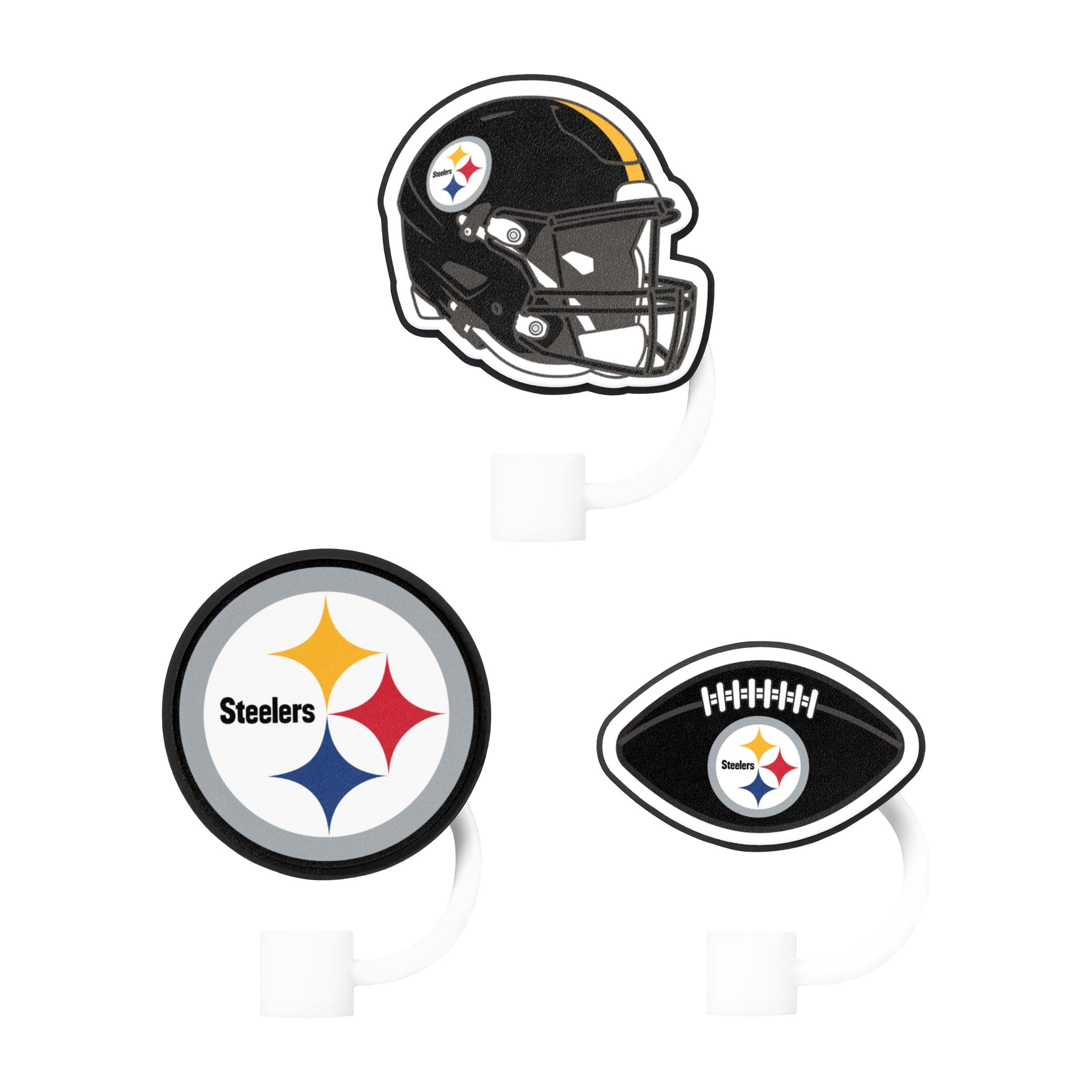 FOCO Pittsburgh Steelers NFL 3 Pack Primary Logo Straw Toppers
