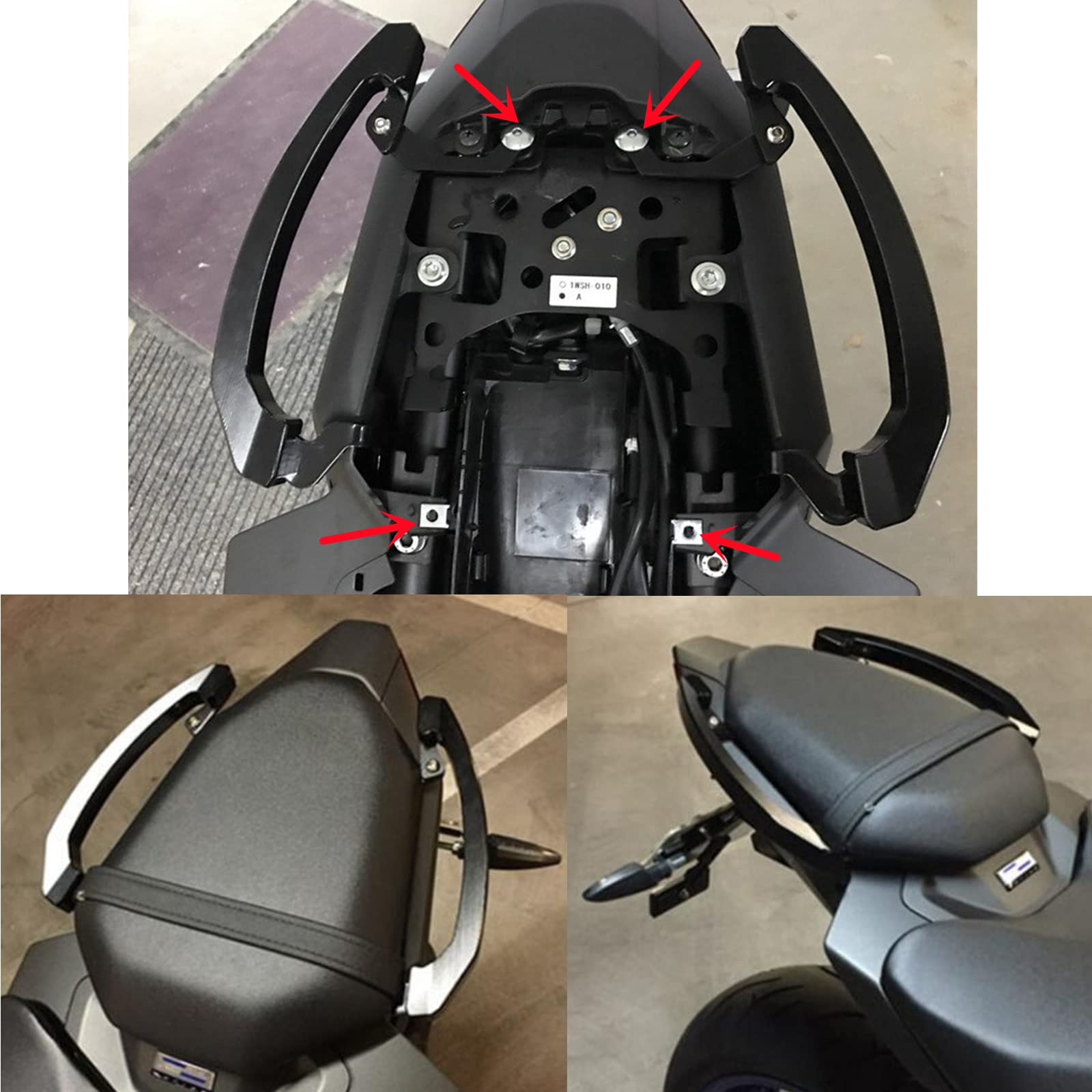Barras de Agarre traseras Asiento de Pasajero manija de riel de Mano para MT-07 MT07 FZ-07 2014 2015 2016 2017 Manillar de Asiento de Pasajero (Red)