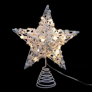 WOFASHPURET Tree Top Star Festival Ornament, Christmas Star Tree Topper, White Light Christmas Tree Topper Star, Xmas Tree Topper, LED Xmas Tree Star Topper for Home Xmas Decor(2.36x10.24x7.87in)