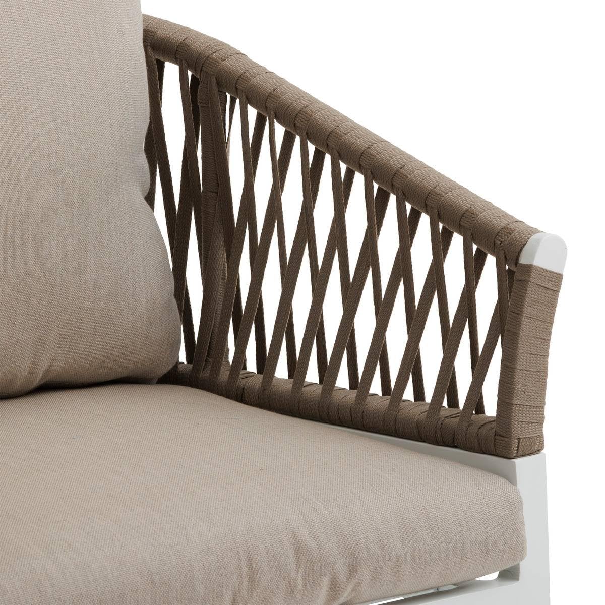 Hespéride - Lot de 2 Fauteuils de Jardin Oriengo Taupe et Blanc Anti-Rouille Tissu Déperlant Coussins Déhoussables Mobilier pour Terrasse Balcon