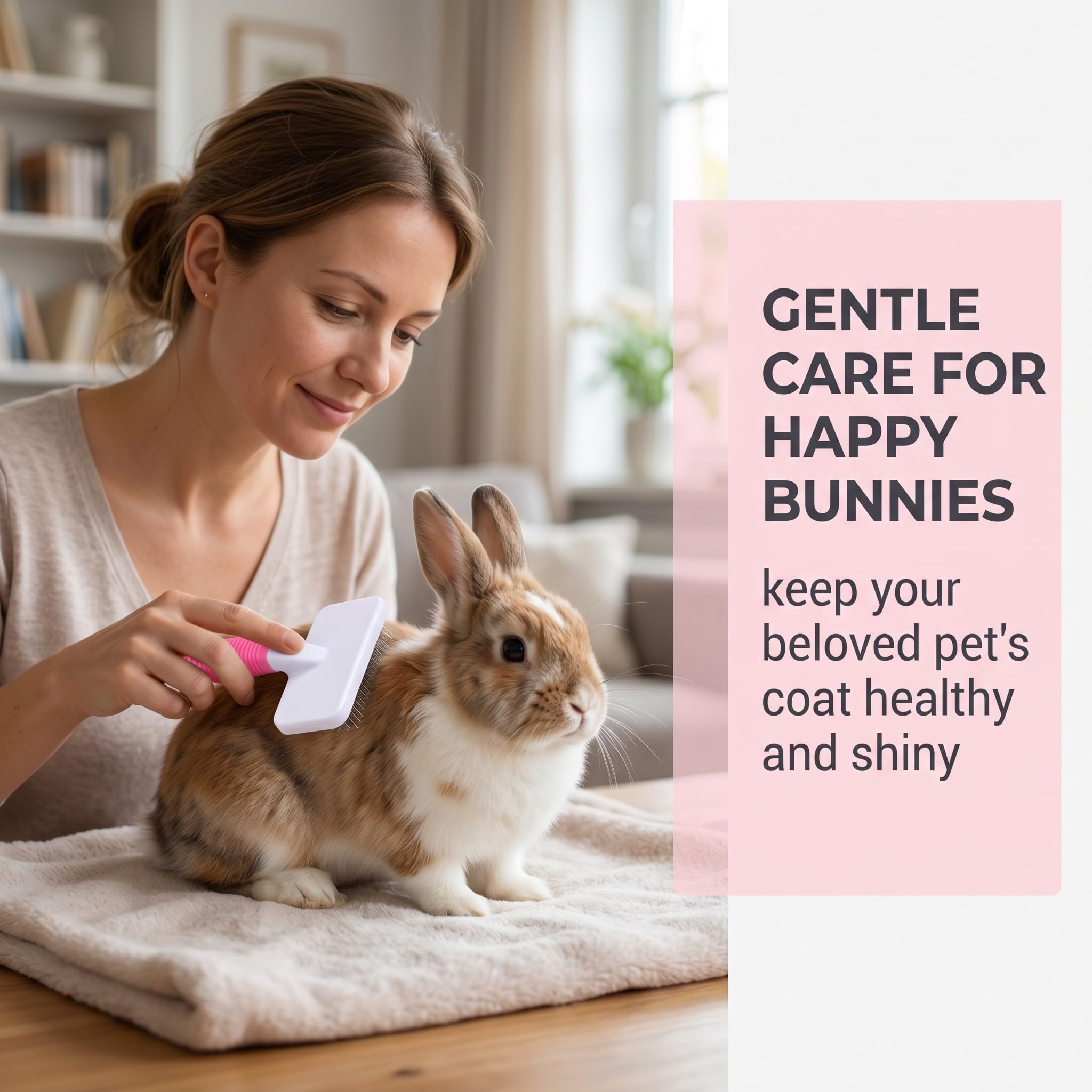 Ensemble de soins pour lapins 8 pièces rose – Accessoires pour lapins avec coupe ongle, lime, peigne anti-puces, brosse lapin, brosse de bain et gant de massage pour lapin, cochon d'inde