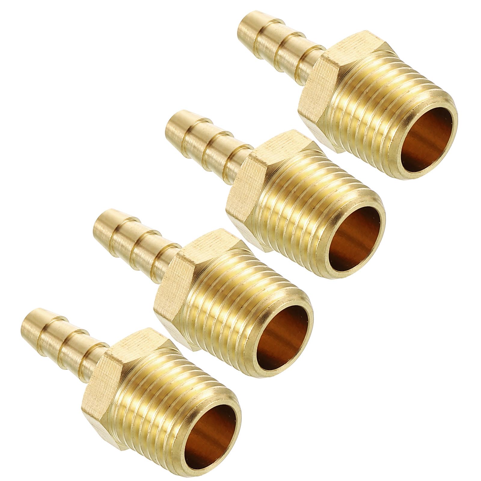 Kozelo Pack of 4 Brass Hose Barb Fittings Adapter Connector 3/16"(5mm) Hose Barb to 3/8"(10mm) NPT Male Fittings for Home Machines, Massage Bathtubs, and Irrigation Systems — image 1