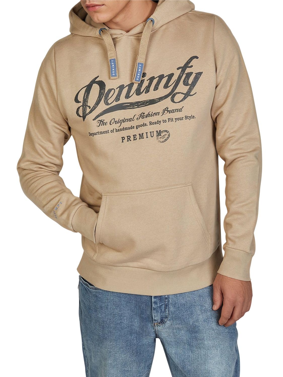 DENIMFY Hoodie Herren Regular Fit DFArno Kapuzenpullover Pullover Print Beige Grün Blau Navy Schwarz Grau S M L XL XXL 3XL 4XL 5XL