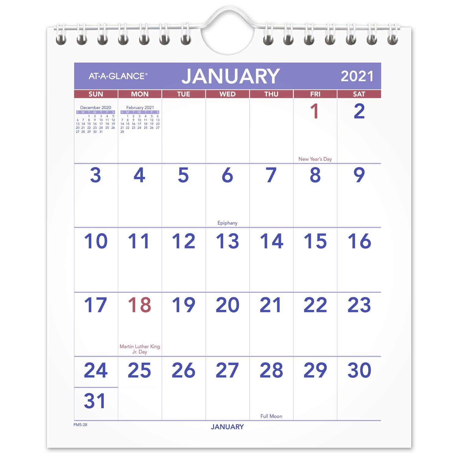 AT-A-GLANCE 2021 Wandkalender 17,8 x 20,3 cm, Mini, Spiralbindung (PM52821)