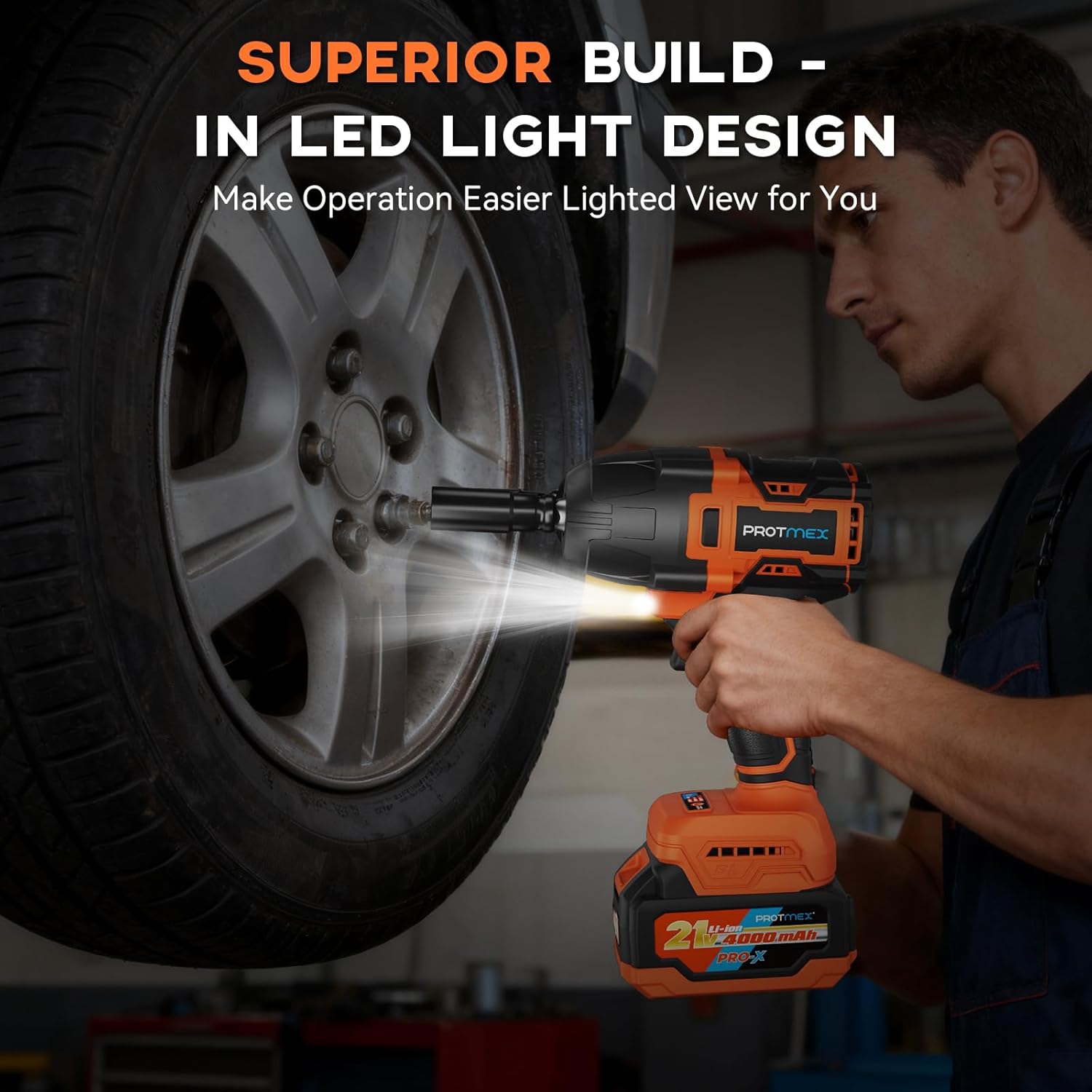 Protmex Impact Wrench with various sockets and extension rod