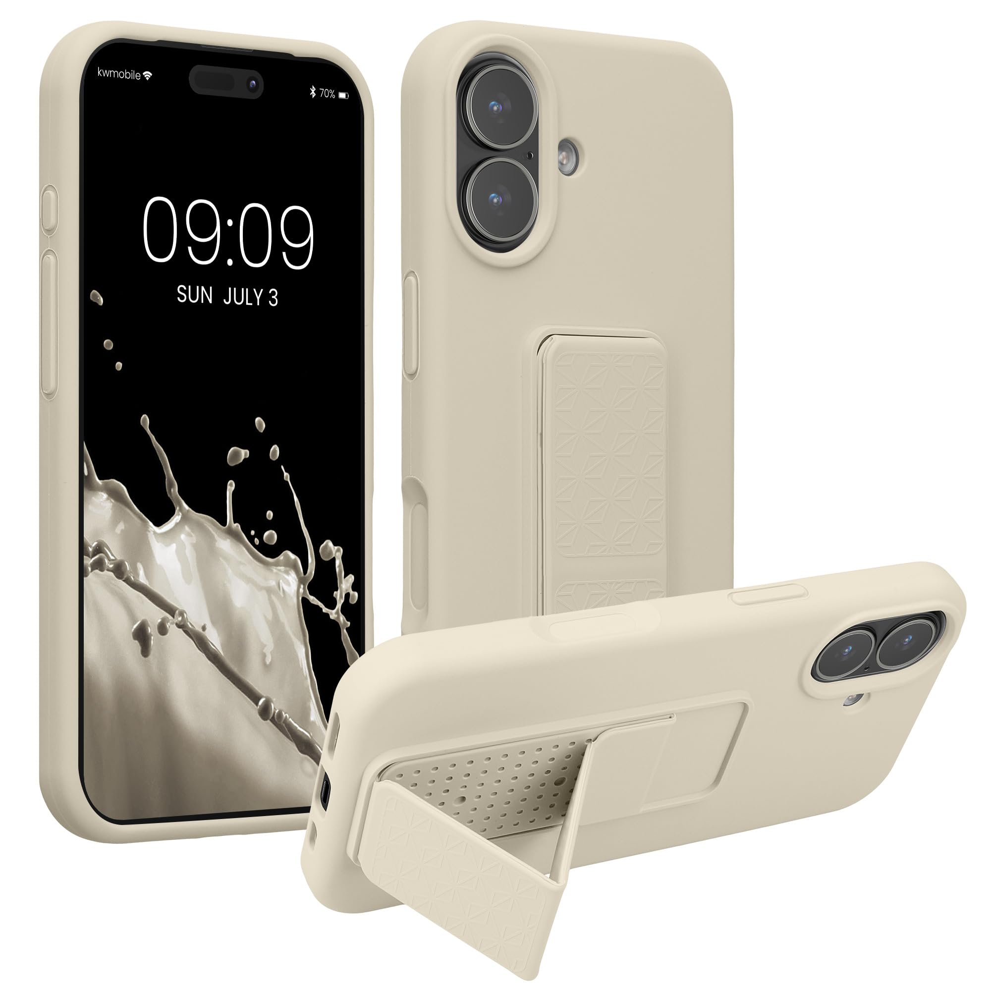 kwmobile Apple iPhone 17対応 ケース - スマホ スタンド 保護ケース スマホカバー TPUケース - クリーム