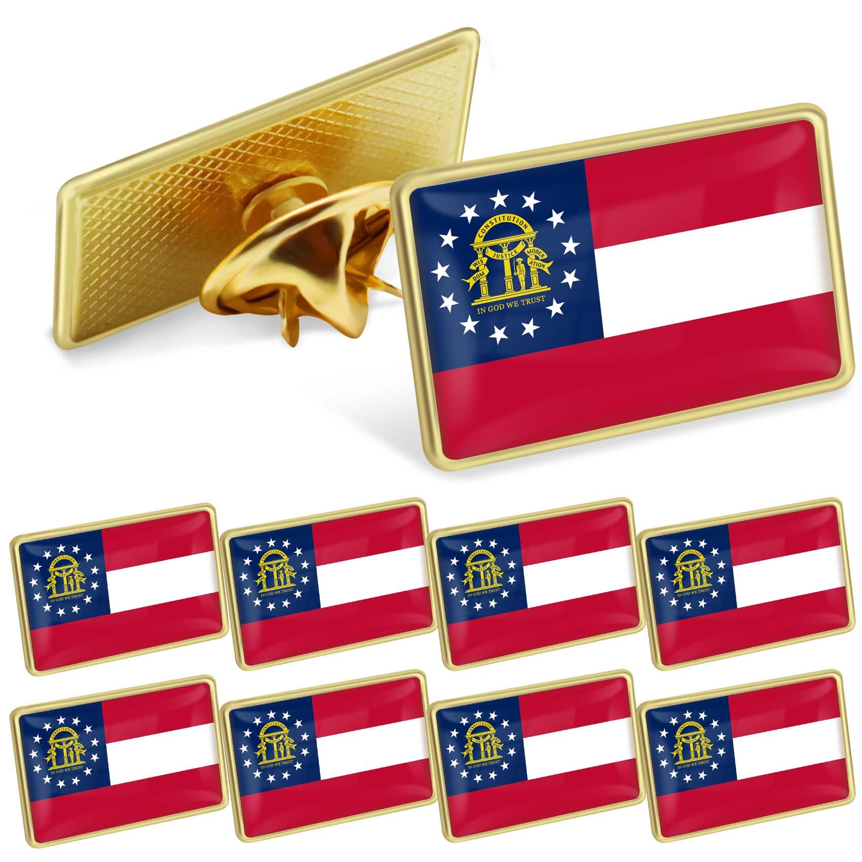 Lot de 10/50/100 épinglettes en métal avec drapeau américain de la Géorgie – 2,5 cm – Épinglettes en métal pour organisations militantes et militantes