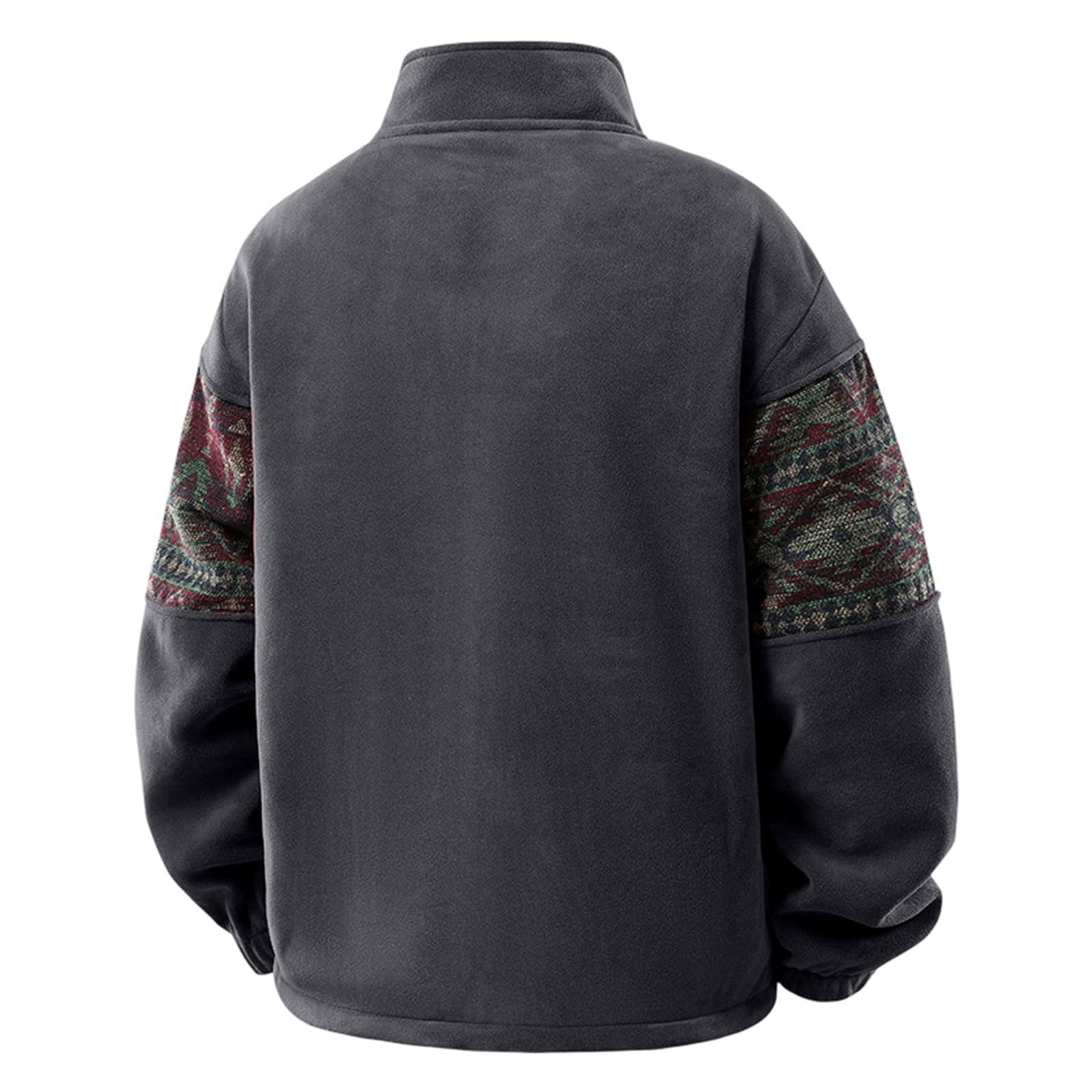 Veste polaire pour homme - Col montant - Veste d'extérieur épaisse en peluche - Veste demi-saison - Fermeture éclair intégrale - Veste thermique avec doublure en polaire - Veste d'hiver ample