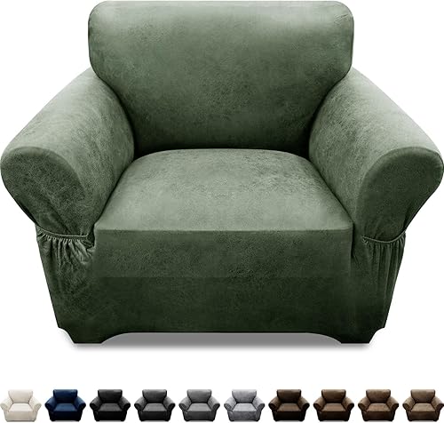 Miniatura 111 de Fundas para sillón con cojines en forma de T de 2 piezas, apariencia de cuero, funda para sofá, funda para silla, protector elástico para muebles,