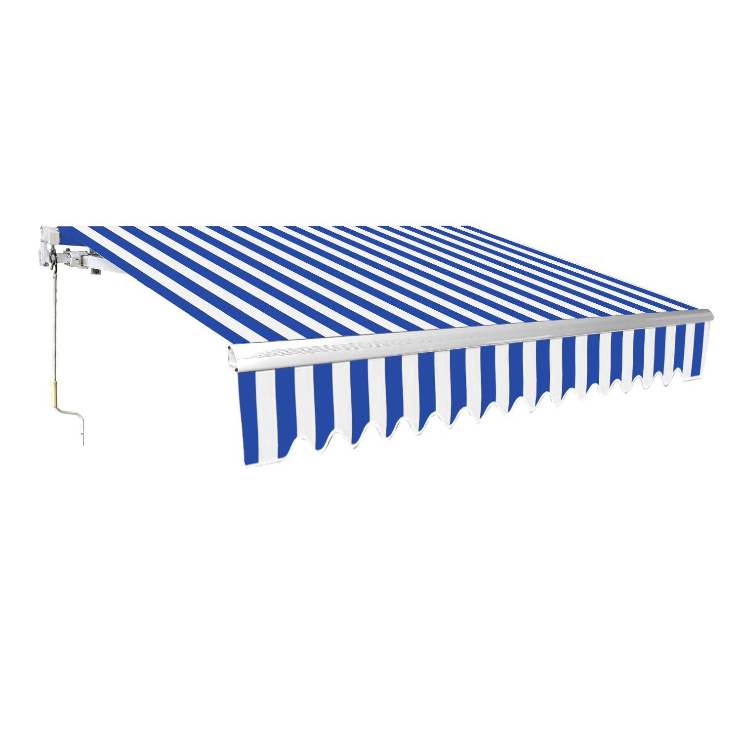 Store banne bicolore 350x300 cm en aluminium et toile polyester