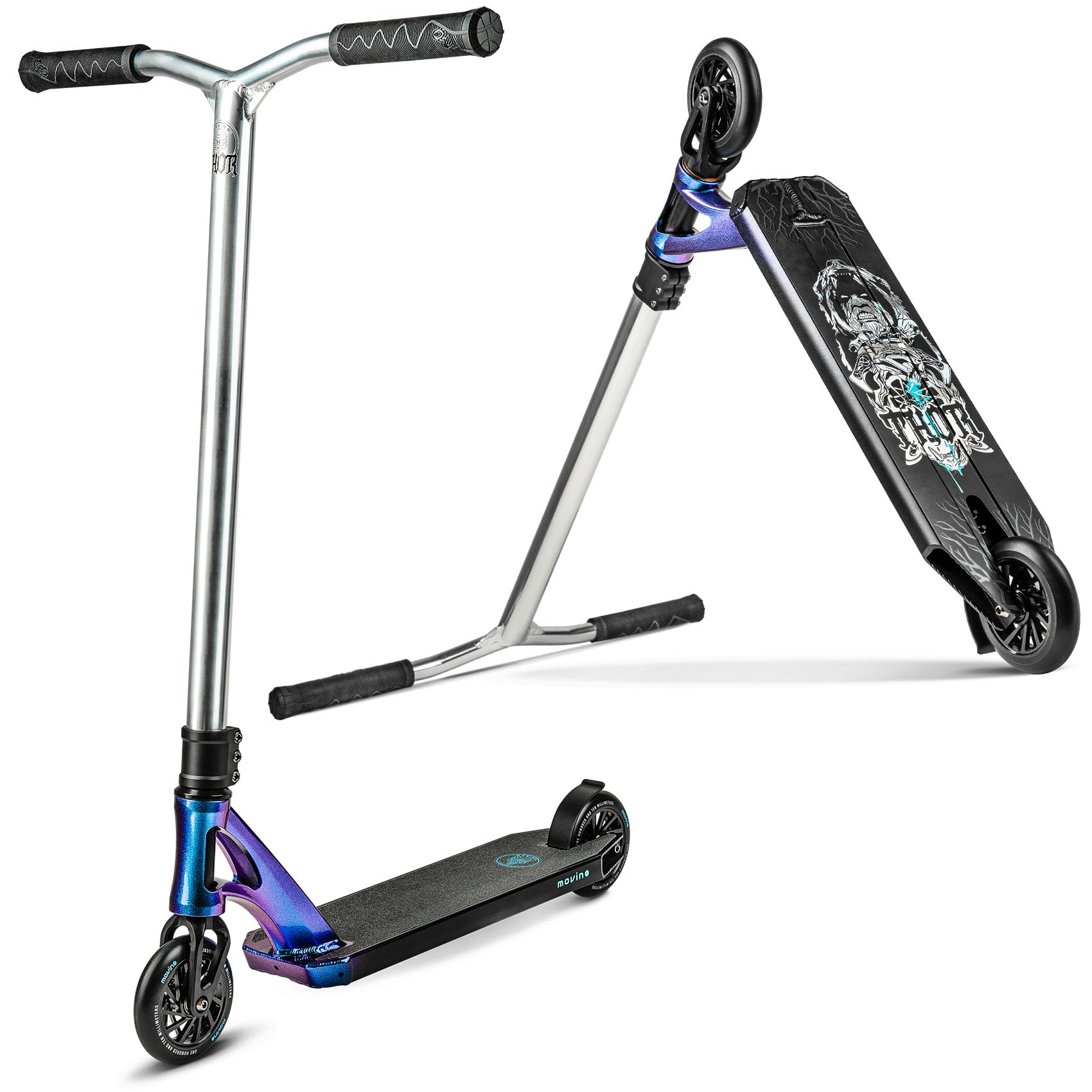Movino Thor Patinete, Sistema de Compresión IHC, Dirección Integrada, Ruedas con Núcleo de Aluminio de 110 mm, Manillar de Aluminio