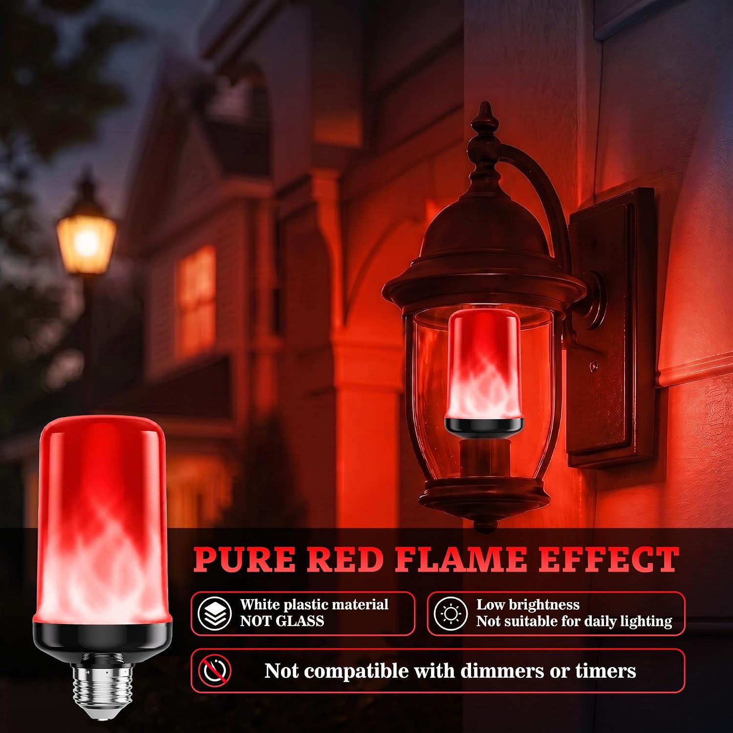 hyrion Red LED Flame Light Bulbs Halloween, Flickering Fire Lights