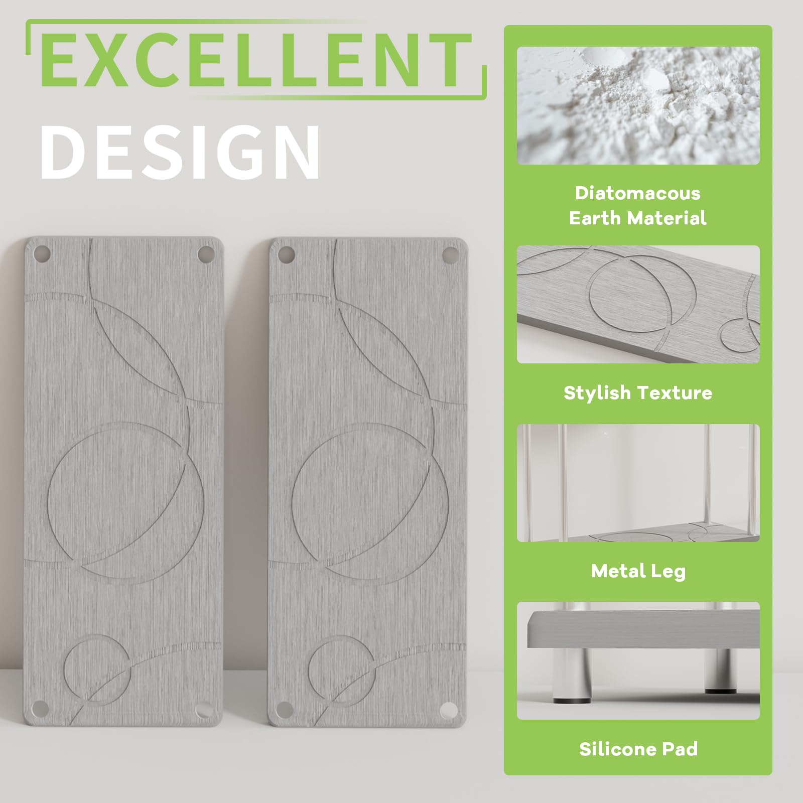 Diatomite Bathroom Tray,Stone Bathroom Organizers and Storage,Water Absorbing 2-Tier Bathroom Organizer,Anti-Slip Vanity Tray,11