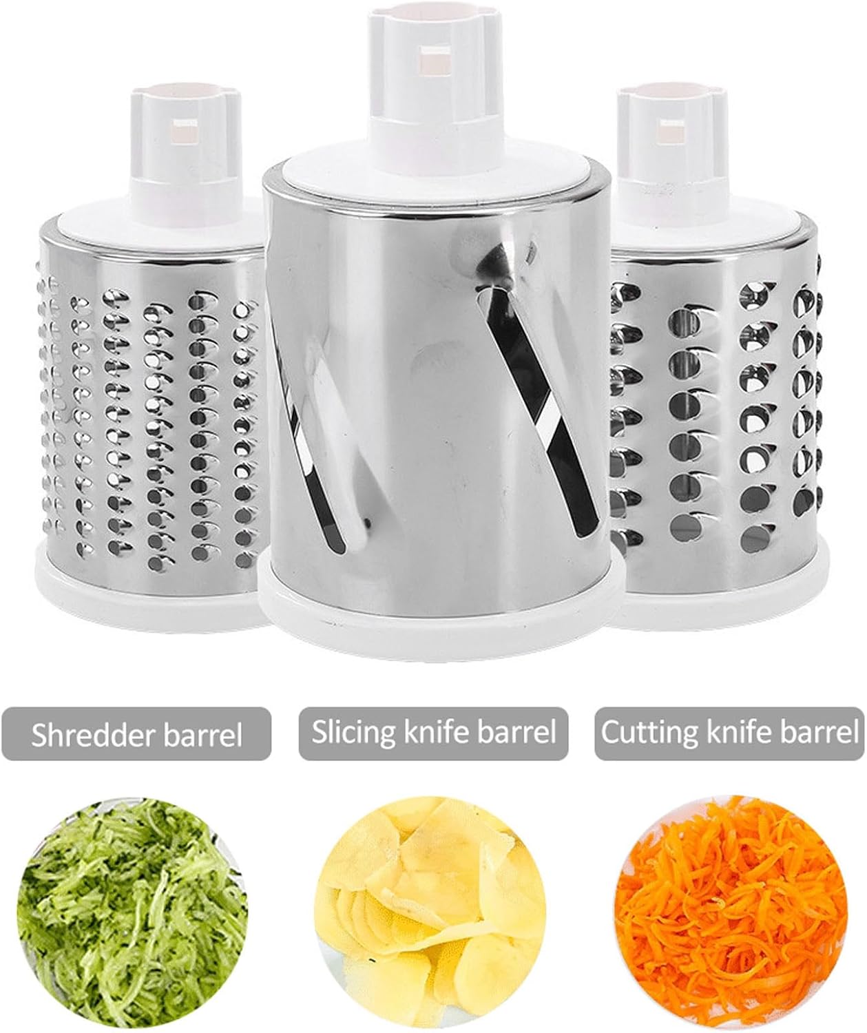 Hand Cranked Vegetable Cutter, Rotary Grater with 3 Interchangeable Blades Slicing Shredding Grinding Hand Powered Food Chopper for Kitchen (Red)
