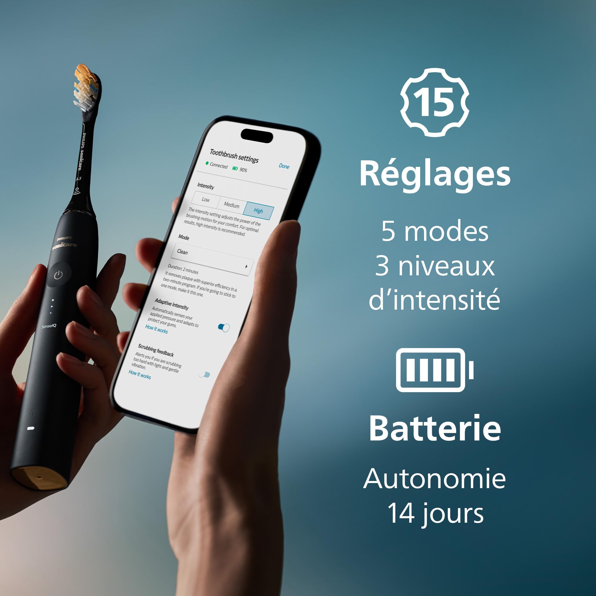 Philips Sonicare DiamondClean Prestige 9900 - brosse à dents électrique avec 1 tête de brosse A3 Premium tout-en-un et un boîtier de charge couleur bleu nuit (modèle HX9992/12)