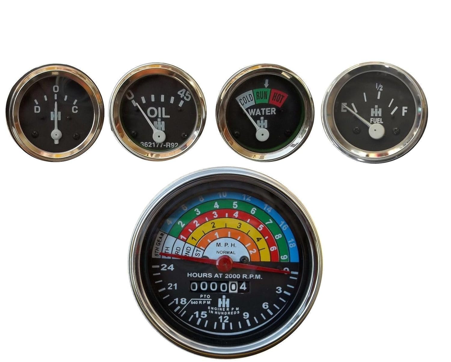 Tachometer Oil Fuel Temp AMP Gauge Package Set for International IH Farmall 340