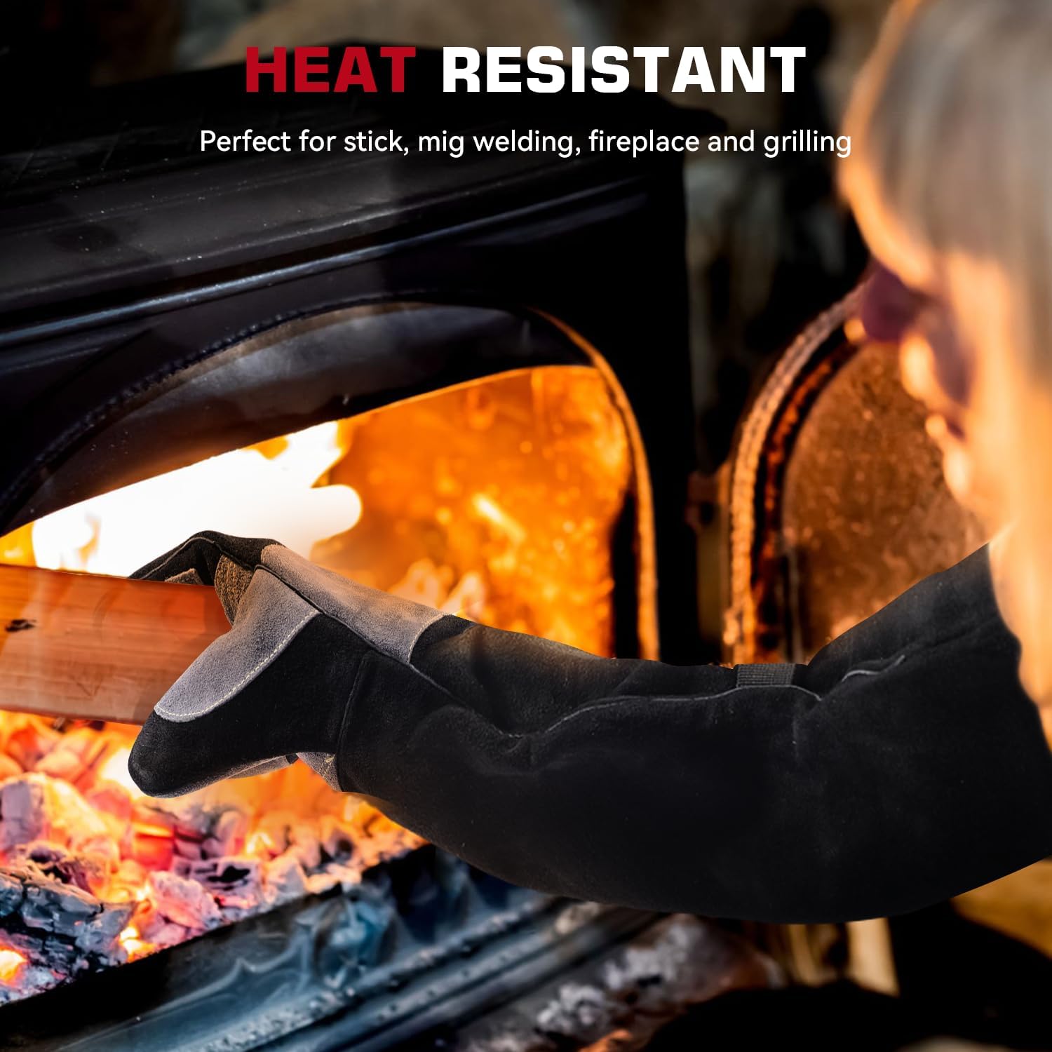 ARCCAPTAIN 24 inches Leather Welding Gloves - Bite Proof Animal Handling, Heat/Fire Resistant for Reptile, Dog, Falcon, Stick, Mig, Forge, Grill, Fireplace - Image 5