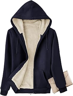 GEEK LIGHTING Hoodies for Women Sherpa Lined Winter Fleece Sweatshirt - Full Zip Up Thick