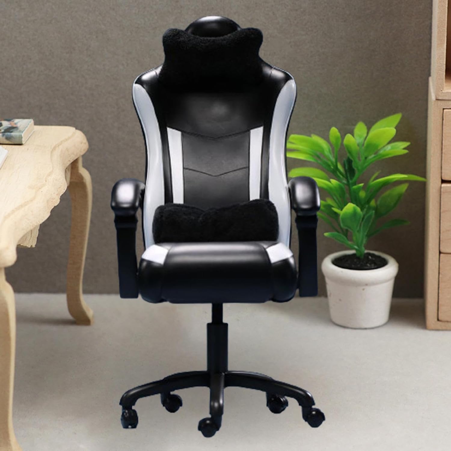 1:6 Scale Chair Model for Action Figure Display and Dollhouse, Black